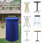 2 Pack Cocktail Table Covers 32"x 43" Spandex Stretch Round Cocktail Tablecloths with Wavy Drapes Fitted High, alternate view