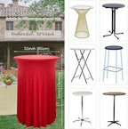 2 Pack Cocktail Table Covers 32"x 43" Spandex Stretch Round Cocktail Tablecloths with Wavy Drapes Fitted High, alternate view