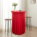 2 Pack Cocktail Table Covers 32"x 43" Spandex Stretch Round Cocktail Tablecloths with Wavy Drapes Fitted High, alternate view