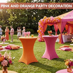 2 Pack Cocktail Table Covers Party Decorations, Pink and Orange, alternate view 2