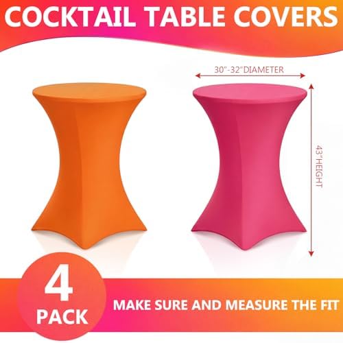 2 Pack Cocktail Table Covers Party Decorations, Pink and Orange, alternate view 3