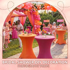 2 Pack Cocktail Table Covers Party Decorations, Pink and Orange, alternate view 5