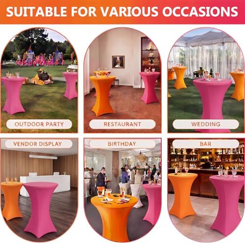 2 Pack Cocktail Table Covers Party Decorations, Pink and Orange, alternate view 6