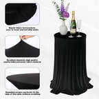 2 Pack Cocktail Table Tablecloth with Skirts 32 x 43Inch Soft Fabric Round High Top Table Cover Stretch Reusable, alternate