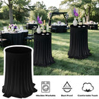 2 Pack Cocktail Table Tablecloth with Skirts 32 x 43Inch Soft Fabric Round High Top Table Cover Stretch Reusable, alternate