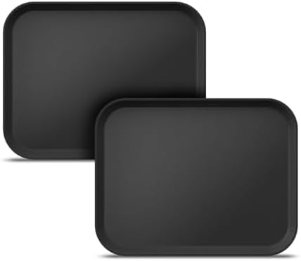 2 Pack Commercial Non-Slip Serving Trays, 18 x 14, NSF, Black in Black