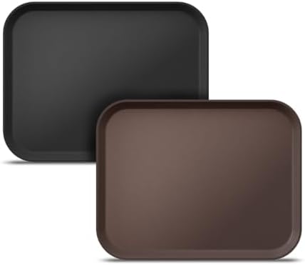 2 Pack Commercial Non-Slip Serving Trays, 18 x 14, NSF, Black&Brown in Black & Brown