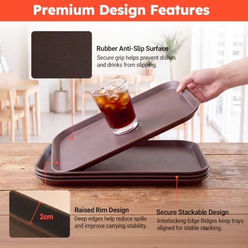 2 Pack Commercial Non-Slip Serving Trays, 18 x 14, NSF, Black&Brown in Black & Brown, alternate view 3
