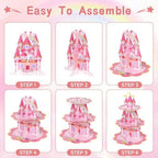 2 Pack Cupcake Stands Princess Birthday Party Decorations Favors in Pink, alternate view 5