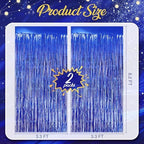 2 Pack Dark Blue Fringe Curtains, 3.2 x 8.2 FT Foil Tinsel Party Backdrop in 3.2 x 8.2 FT, alternate view 4