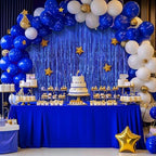 2 Pack Dark Blue Fringe Curtains, 3.2 x 8.2 FT Foil Tinsel Party Backdrop in 3.2 x 8.2 FT, alternate view 5