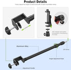 2 Pack Desk Mount with 1/4" & 3/8" Screws, Ball Head, 17-41" Adjustable Aluminum Stand, for DSLR & Ring Light in, alternate