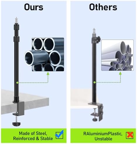 2 Pack Desk Mount with 1/4" & 3/8" Screws, Ball Head, 17-41" Adjustable Aluminum Stand, for DSLR & Ring Light in, alternate