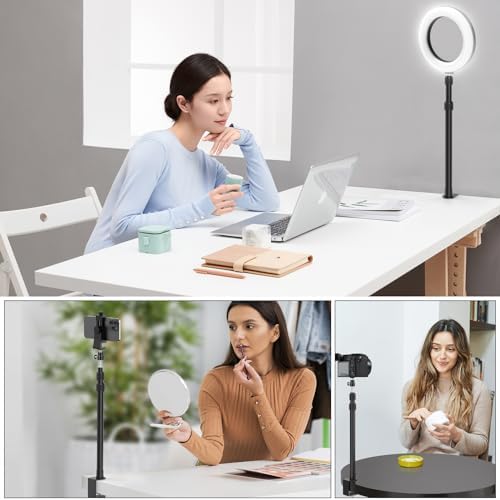 2 Pack Desk Mount with 1/4" & 3/8" Screws, Ball Head, 17-41" Adjustable Aluminum Stand, for DSLR & Ring Light in, alternate
