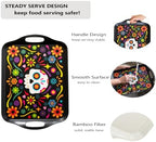 2-Pack Dia de Los Muertos Serving Trays, 17.3"×12.2" Calavera Sugar Skull Platters, Durable Bamboo Fiber, alternate view 3