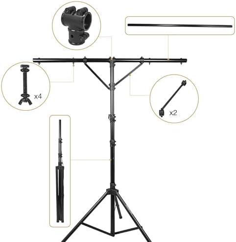 2-Pack DJ Lighting Stand, Height Adjustable, 12 ft Tall, with T-Bar and Tripod Base (STLS-T12-PAIR), alternate view 3