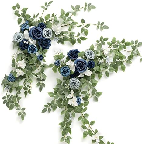 2 Pack Dusty Blue Floral Garland Wedding Arch Flowers
