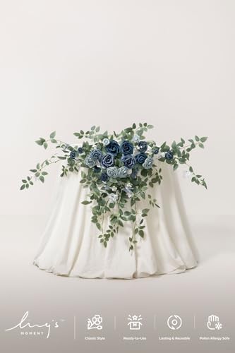 2 Pack Dusty Blue Floral Garland Wedding Arch Flowers, alternate view 3