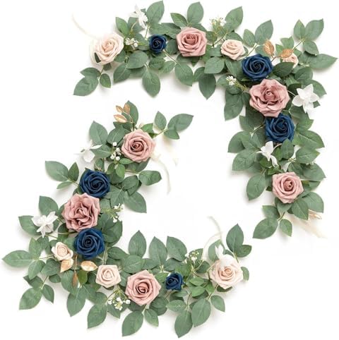 2 Pack Dusty Rose Artificial Flower Garlands 2 FT