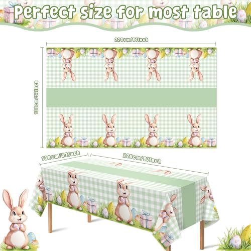 2 Pack Easter Decorations - Disposable Plastic Tablecloth for Indoor Outdoor | Easter Party Decorations Favors, alternate