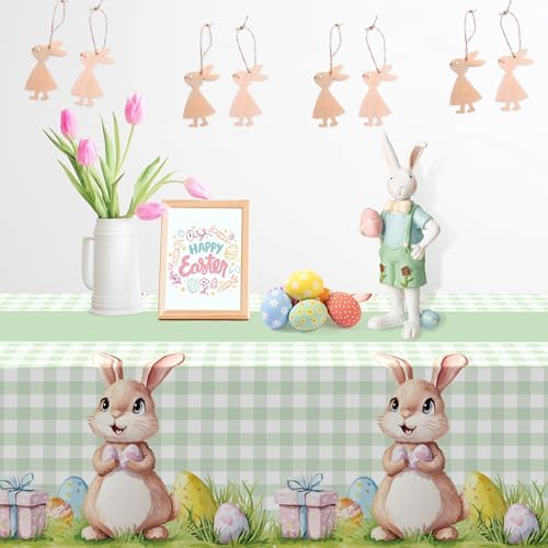 2 Pack Easter Decorations - Disposable Plastic Tablecloth for Indoor Outdoor | Easter Party Decorations Favors, alternate