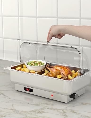 2 Pack Electric Chafing Dishes Buffet Set 9 QT Full Size in Silver, alternate view 2