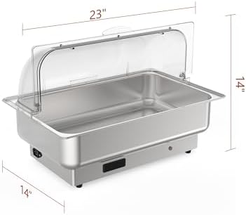 2 Pack Electric Chafing Dishes Buffet Set 9 QT Full Size in Silver, alternate view 3