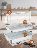 2 Pack Electric Chafing Dishes Buffet Set 9 QT Full Size in Silver, alternate view 4