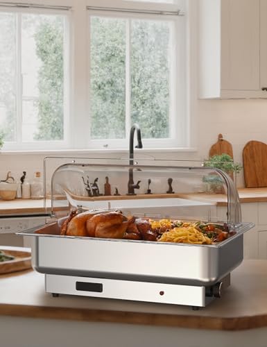 2 Pack Electric Chafing Dishes Buffet Set 9 QT Full Size in Silver, alternate view 6