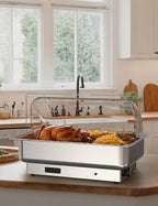 2 Pack Electric Chafing Dishes Buffet Set 9 QT Full Size in Silver, alternate view 6
