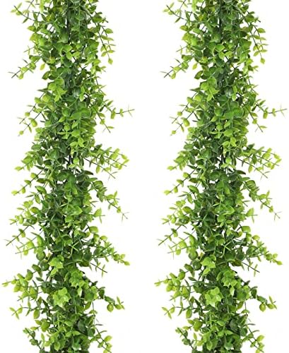 2 Pack Eucalyptus Garland 12Ft Fake Vines Artificial Greenery Garland