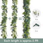 2 Pack Eucalyptus Garland 6 FT Lush Artificial Greenery Faux Vines, alternate view 3