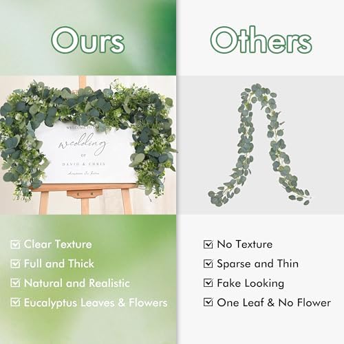 2 Pack Eucalyptus Garland 6 FT Lush Artificial Greenery Faux Vines, alternate view 4