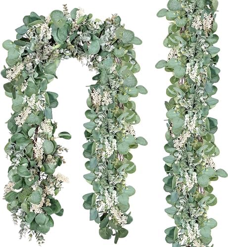 2 Pack Eucalyptus Garland Artificial Greenery Vines with Buds