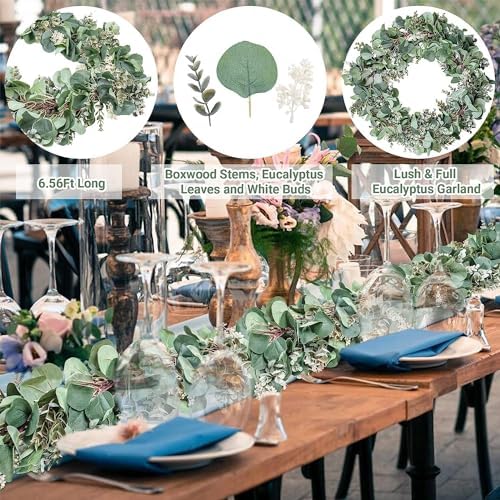 2 Pack Eucalyptus Garland Artificial Greenery Vines with Buds, alternate view 3