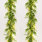 2 Pack Eucalyptus Garland with LED Lights String 12Ft Greenery Garland