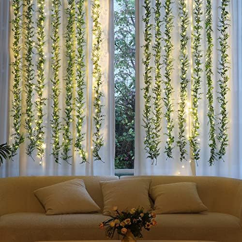 2 Pack Eucalyptus Garland with LED Lights String 12Ft Greenery Garland, alternate view 4