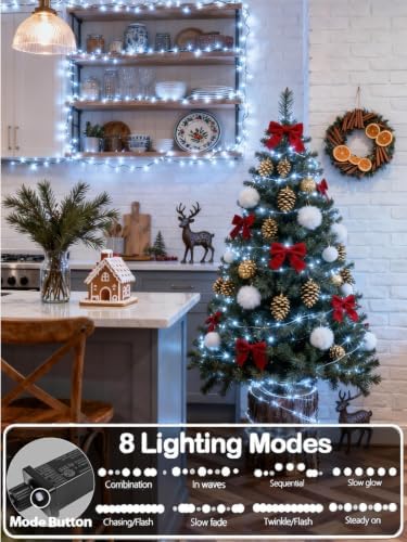2 Pack Extendable 600 LED Christmas String Lights Indoor Outdoor Cool White, alternate view 2