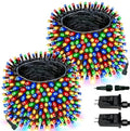 2 Pack Extendable 600 LED Christmas String Lights Indoor Outdoor Multicolor