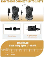 2 Pack Extendable 600 LED Christmas String Lights Indoor Outdoor Multicolor, alternate view 7
