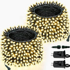 2 Pack Extendable 600 LED Christmas String Lights Indoor Outdoor Warm White