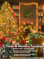 2 Pack Extendable 600 LED Christmas String Lights Indoor Outdoor Warm White, alternate view 3
