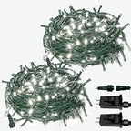 2 Pack Extendable Christmas String Lights Indoor Outdoor 200 LED Cool White