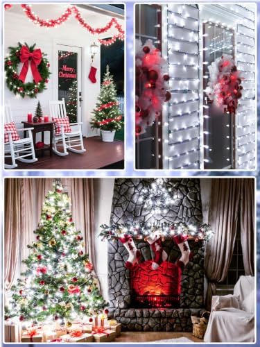 2 Pack Extendable Christmas String Lights Indoor Outdoor 200 LED Cool White, alternate view 7