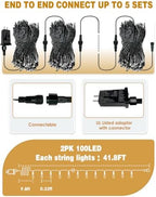 2 Pack Extendable Christmas String Lights Indoor Outdoor 200 LED Multicolor, alternate view 7