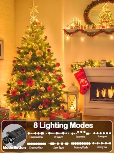 2 Pack Extendable Christmas String Lights Indoor Outdoor 200 LED Warm White, alternate view 2