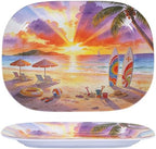 2 Pack Extra Large 17.5 Inch Melamine Serving Trays - Ocean Platters Set in Summer