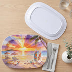 2 Pack Extra Large 17.5 Inch Melamine Serving Trays - Ocean Platters Set in Summer, alternate view 2