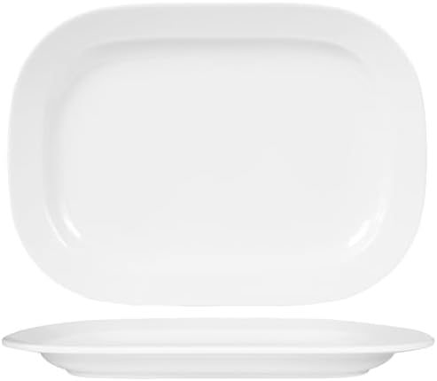 2 Pack Extra Large 17.5 Inch White Serving Trays, Reusable Melamine Platters in 17.5-Inch in White
