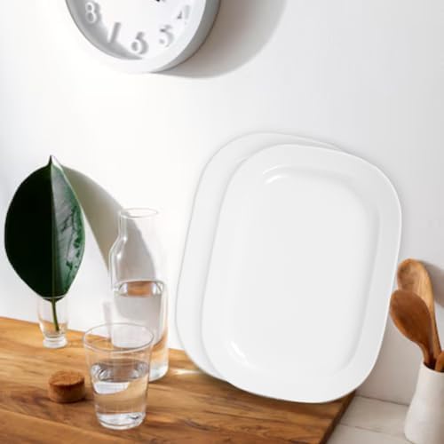 2 Pack Extra Large 17.5 Inch White Serving Trays, Reusable Melamine Platters in 17.5-Inch in White, alternate view 2